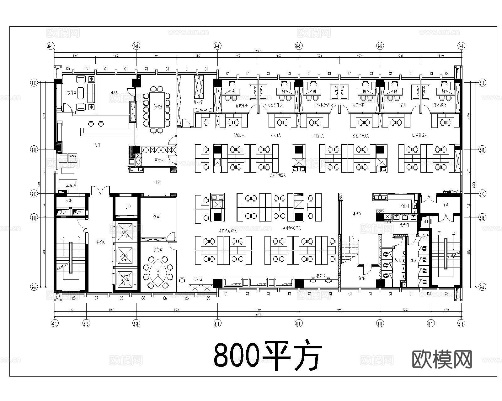 办公空间平面布置图cad施工图