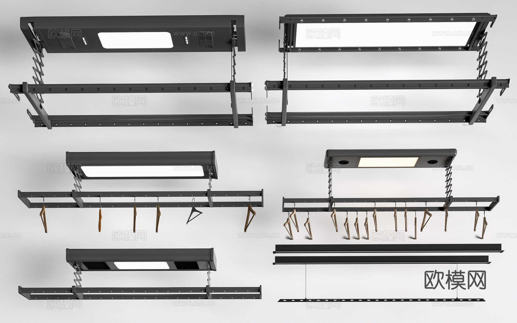 现代电动晾衣架 折叠晾衣架su模型