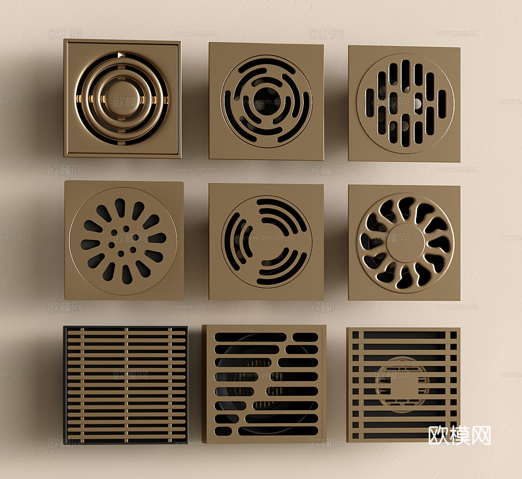现代不锈钢地漏 防臭排水口 金属地漏 卫生间地漏su模型