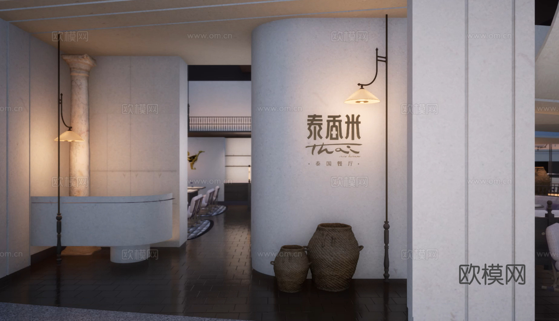 泰国餐厅成都店丨现场照丨CAD施工图丨厨房系统丨空调丨消防图cad施工图下载（渲染图1）