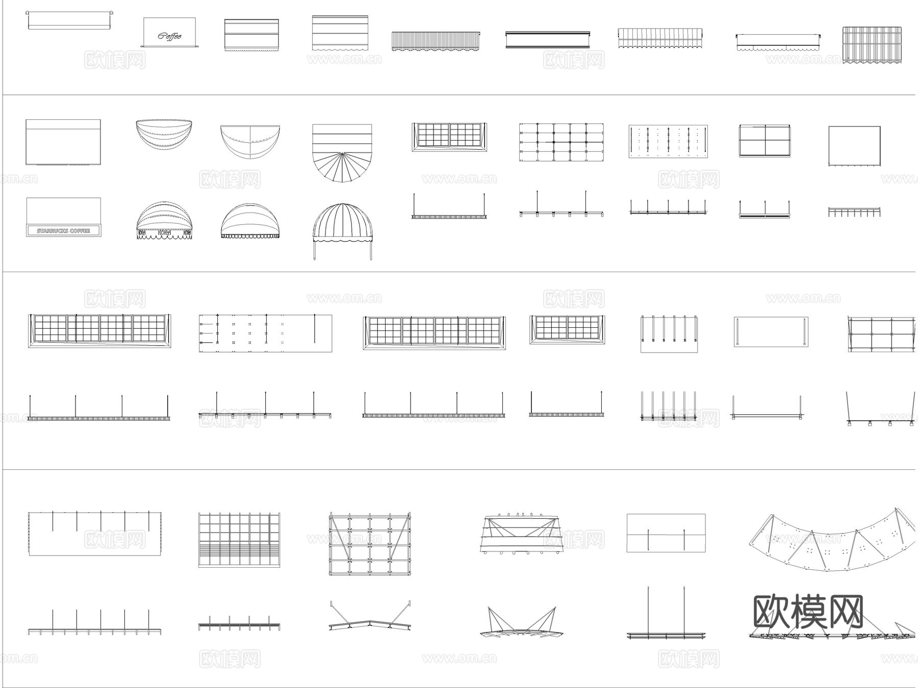 2026年最新遮阳棚CAD图库CAD雨棚CAD遮雨棚CAD布cad施工图