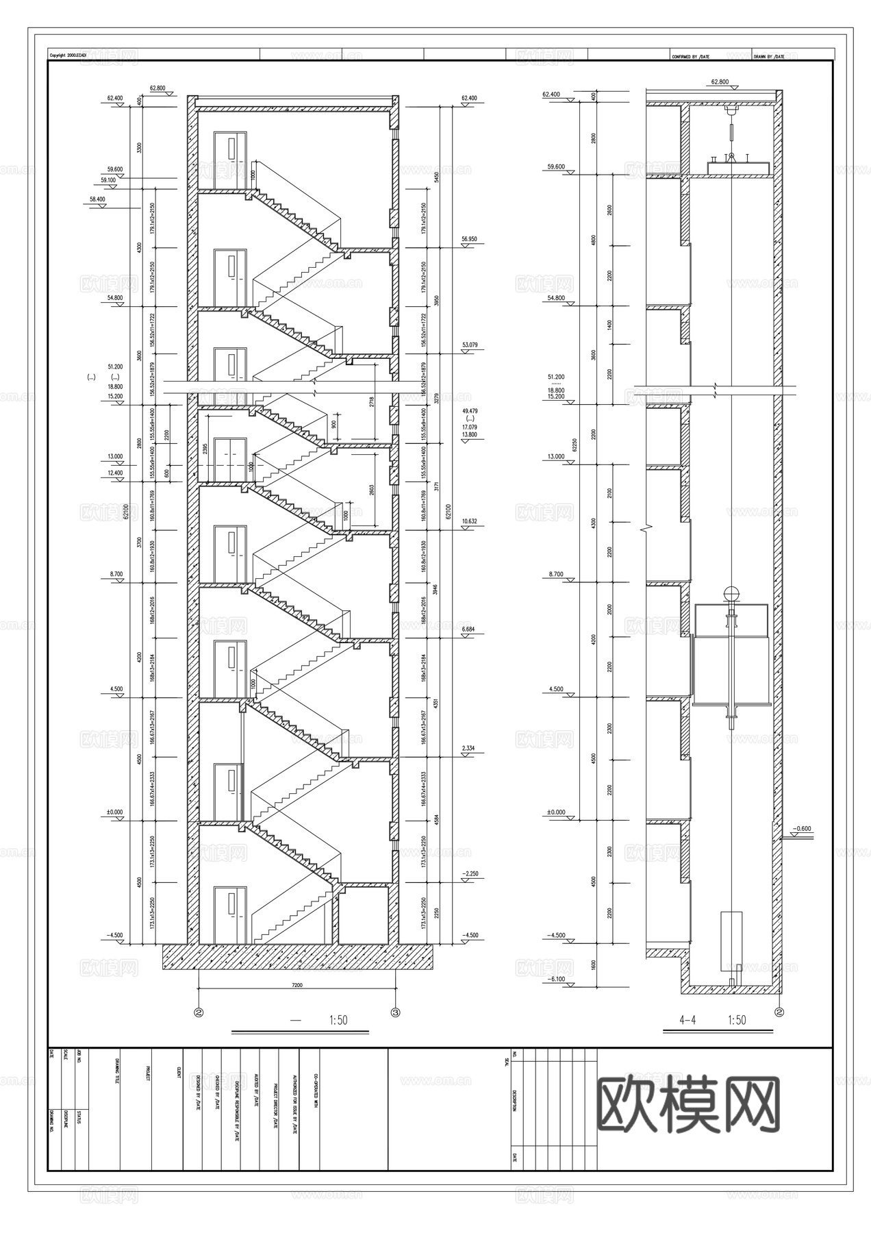 楼梯立面cad施工图