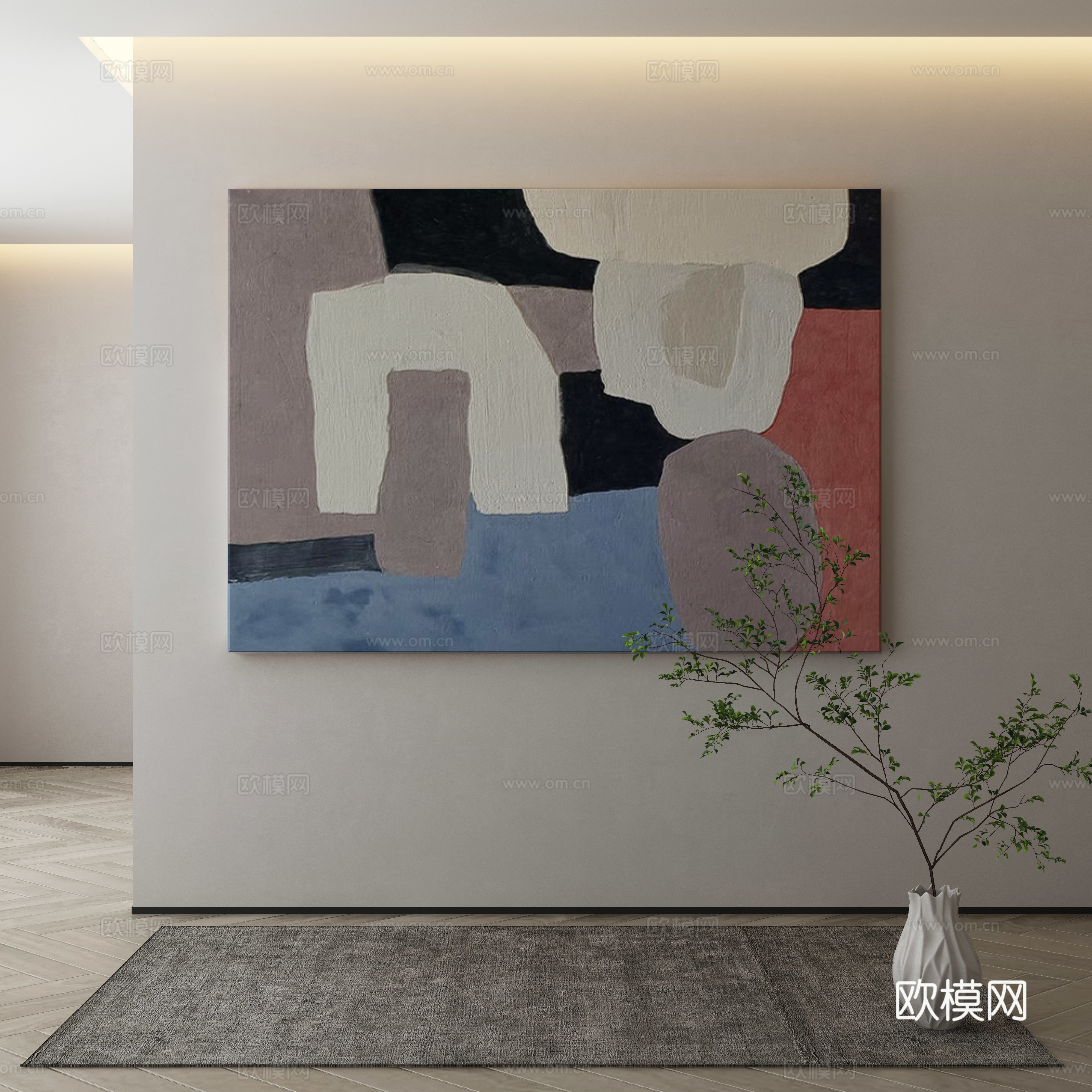 现代简约抽象挂画3d模型