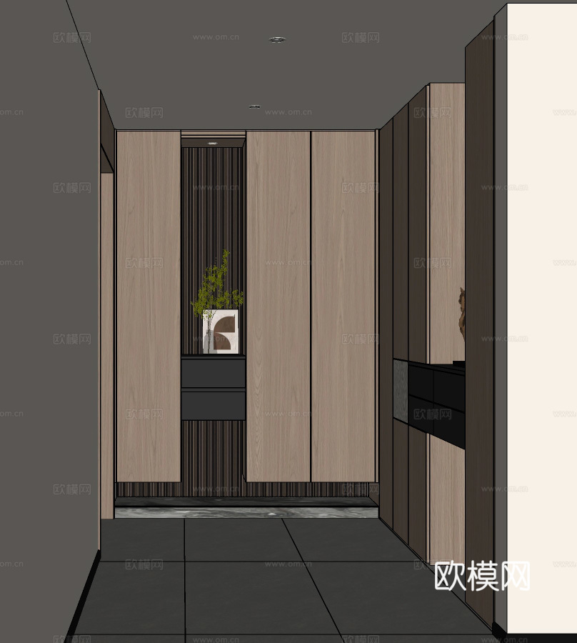 现代意式鞋柜  入户玄关鞋柜  L型鞋柜 转角鞋柜su模型