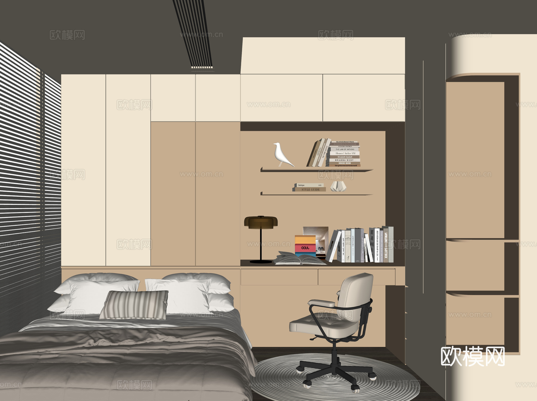 现代榻榻米卧室su模型