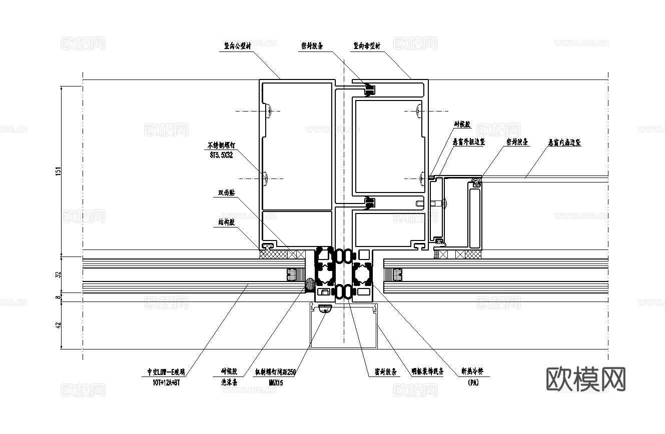 100套玻璃幕墙节点详图cad施工图