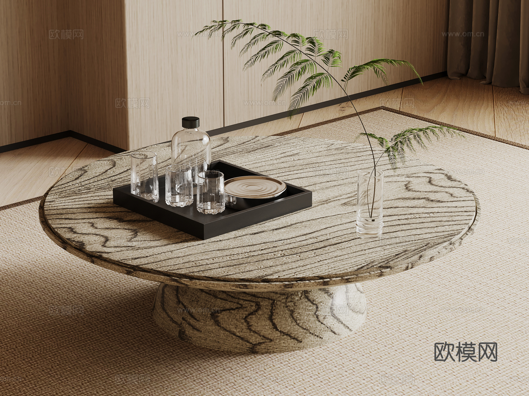 侘寂中古风边几su模型