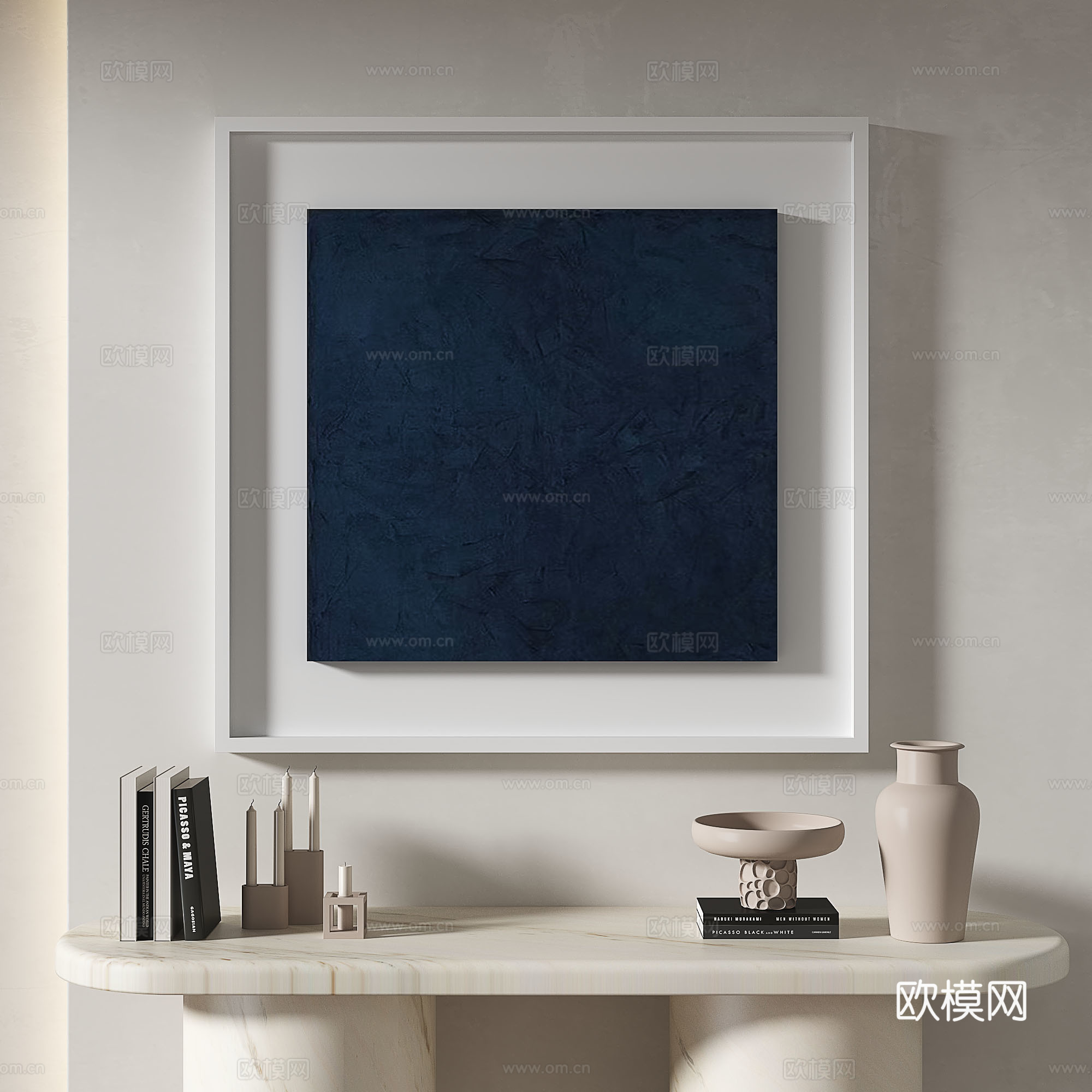 现代，简约，抽象，奶油风，玄关，挂画免费3d模型下载