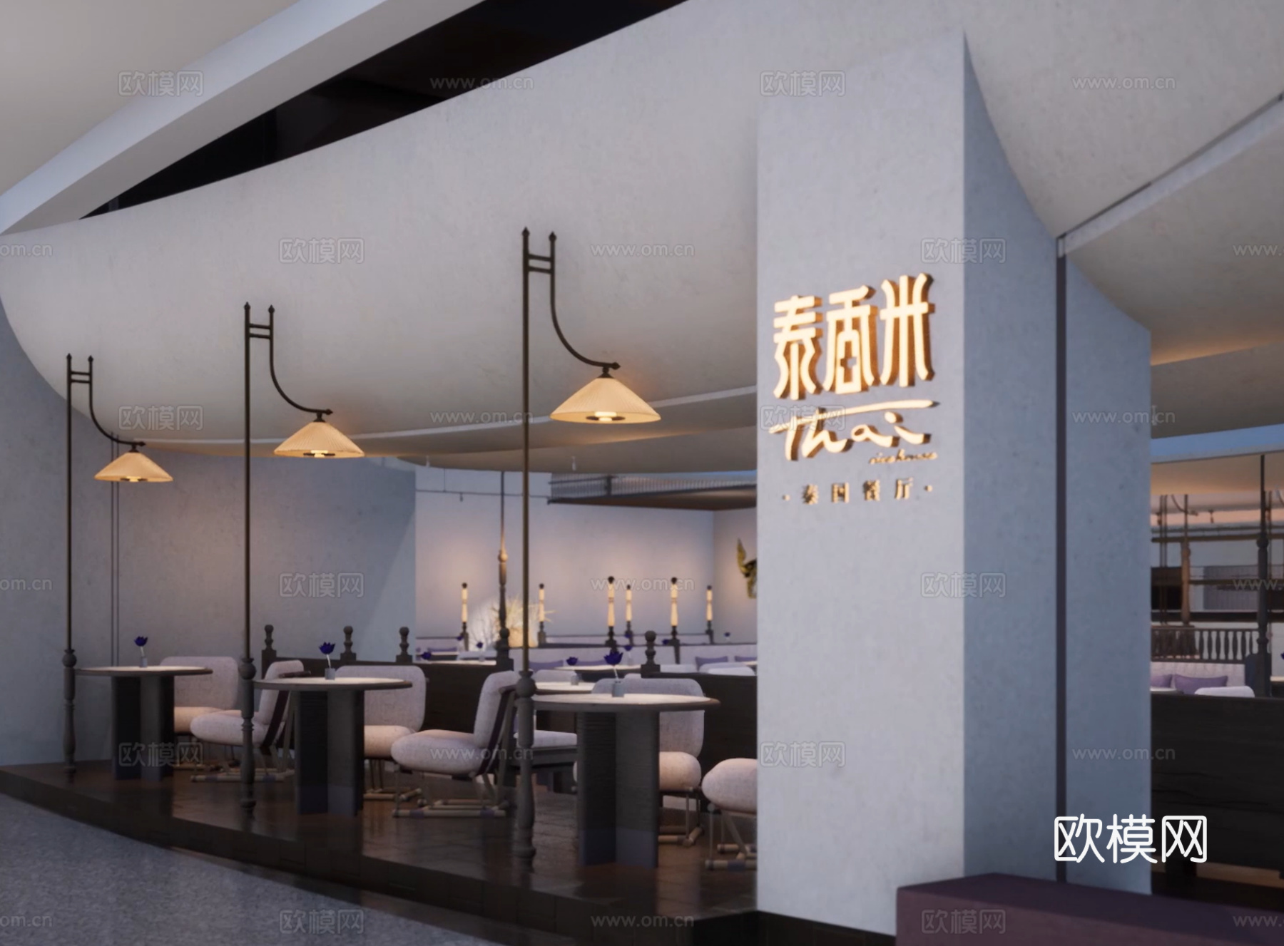 泰国餐厅成都店丨现场照丨CAD施工图丨厨房系统丨空调丨消防图cad施工图下载（渲染图2）