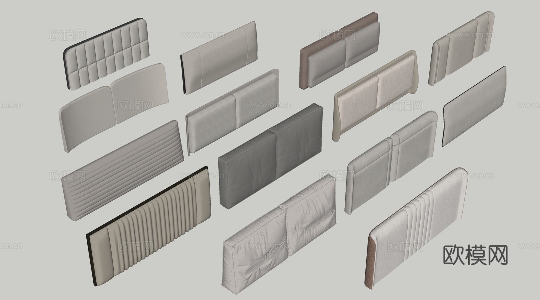 现代榻榻米软包 床头软包 墙面软包 靠背su模型