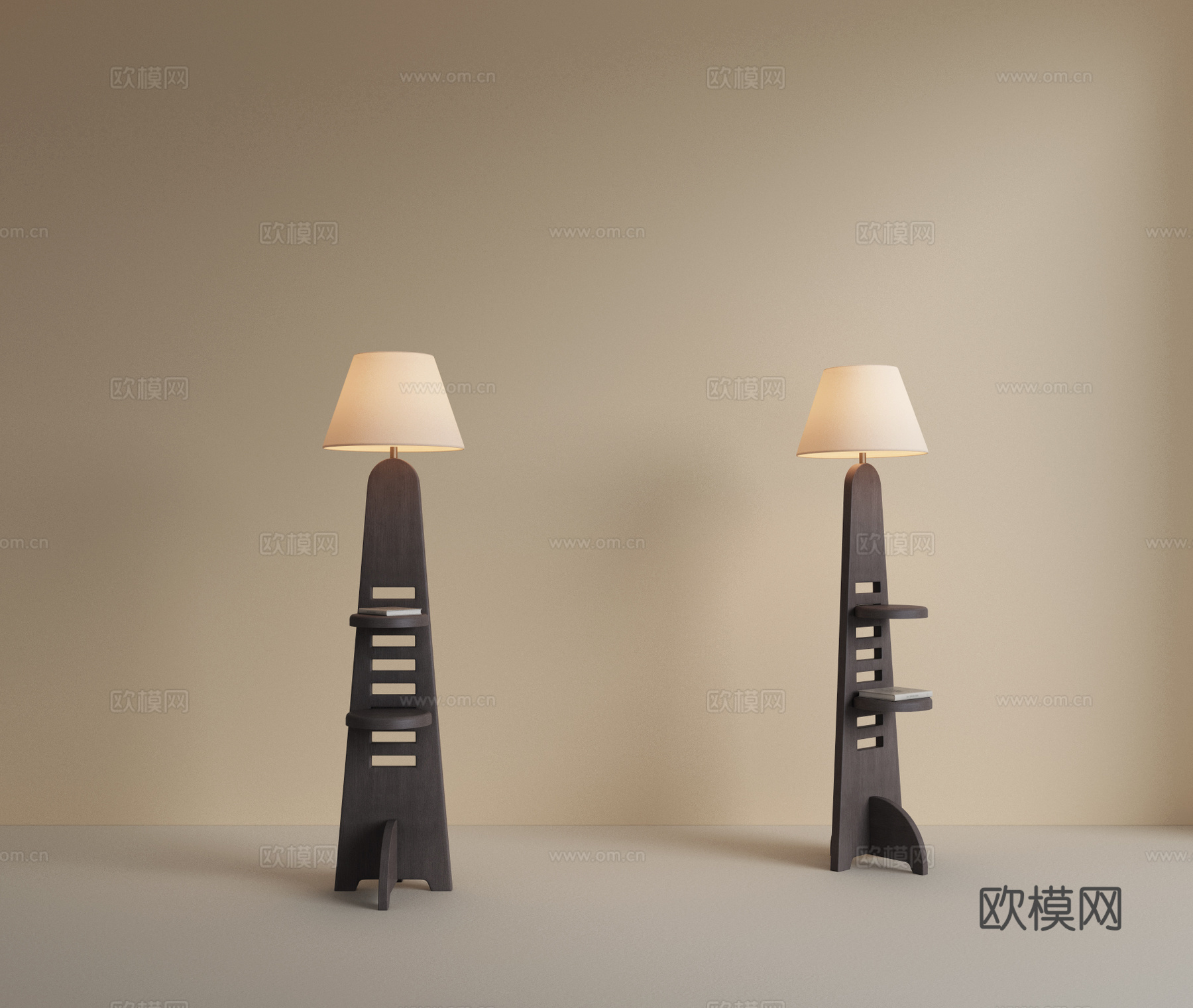 中古风落地灯 艺术落地灯 客厅落地灯 实木落地灯 书房落地灯su模型