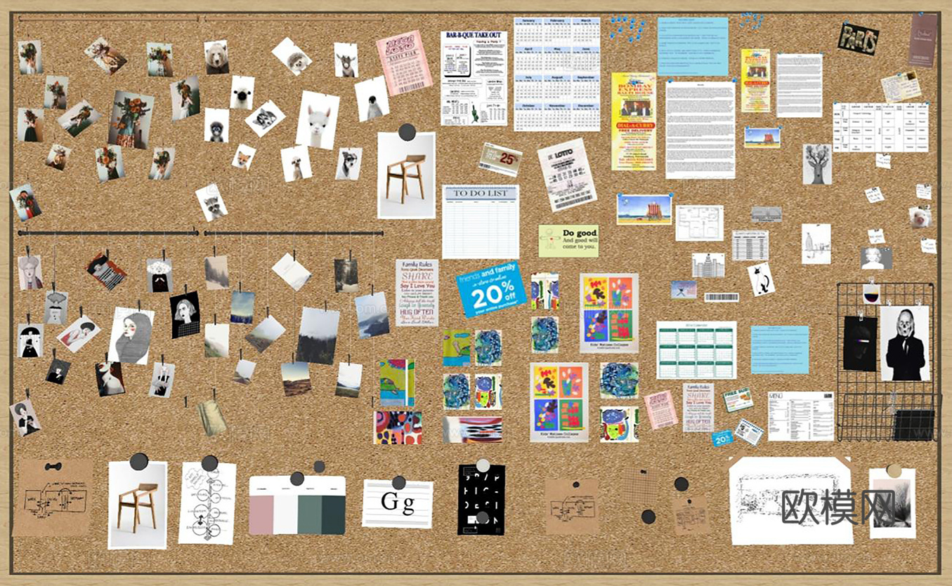 现代置物架照片墙su模型