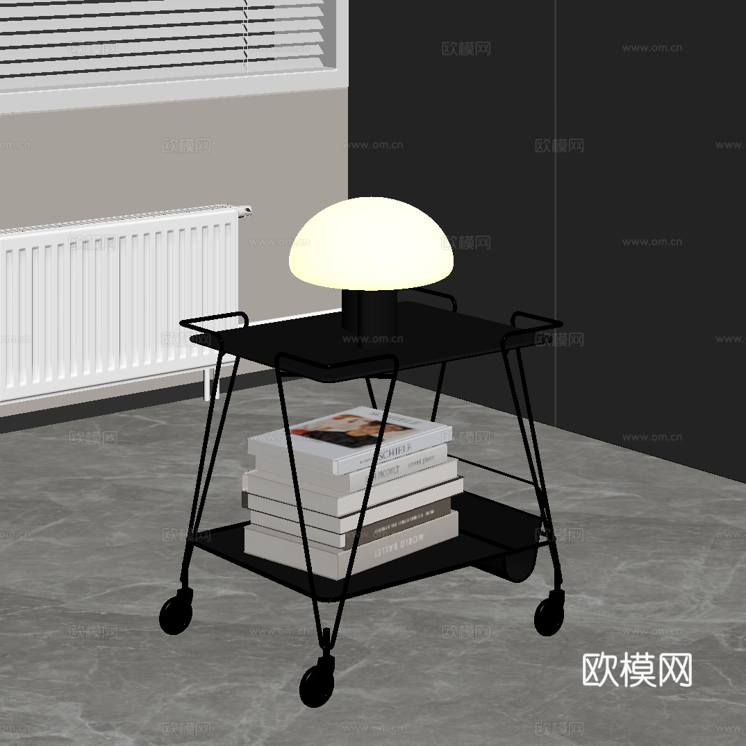 现代意式边几 移动边几 金属边几su模型su模型