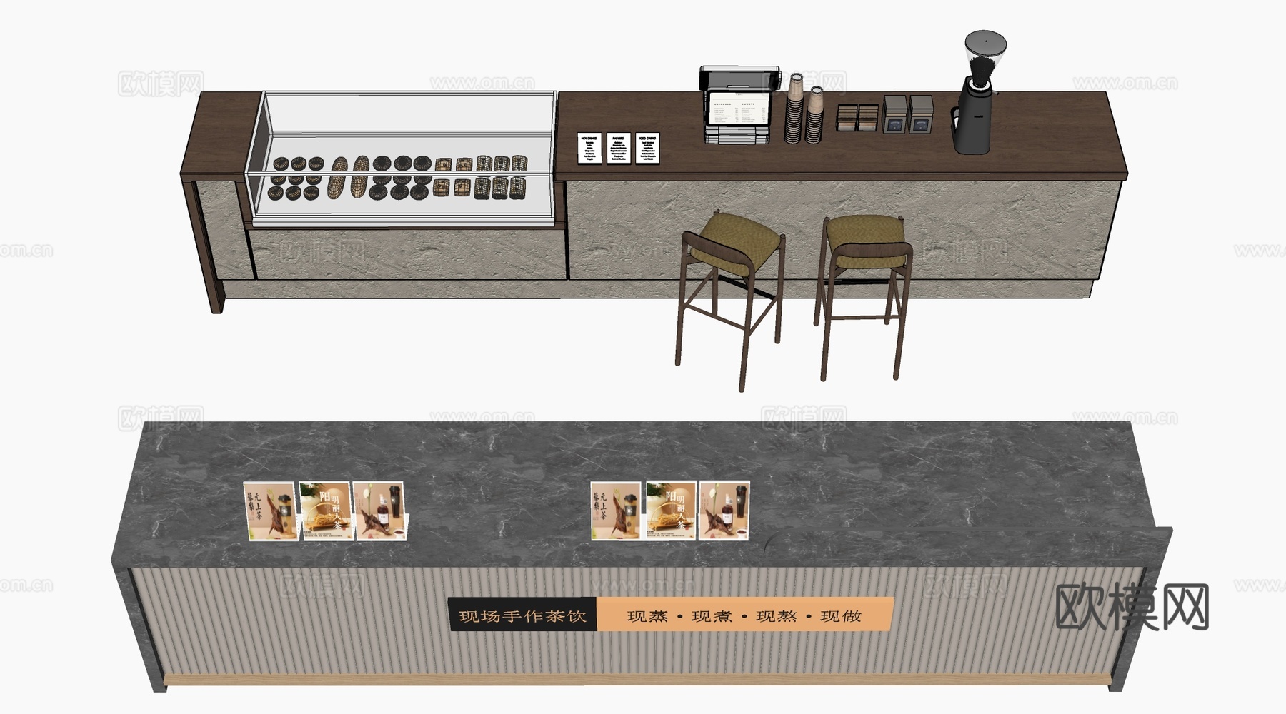 现代收银台 服务台 接待台su模型