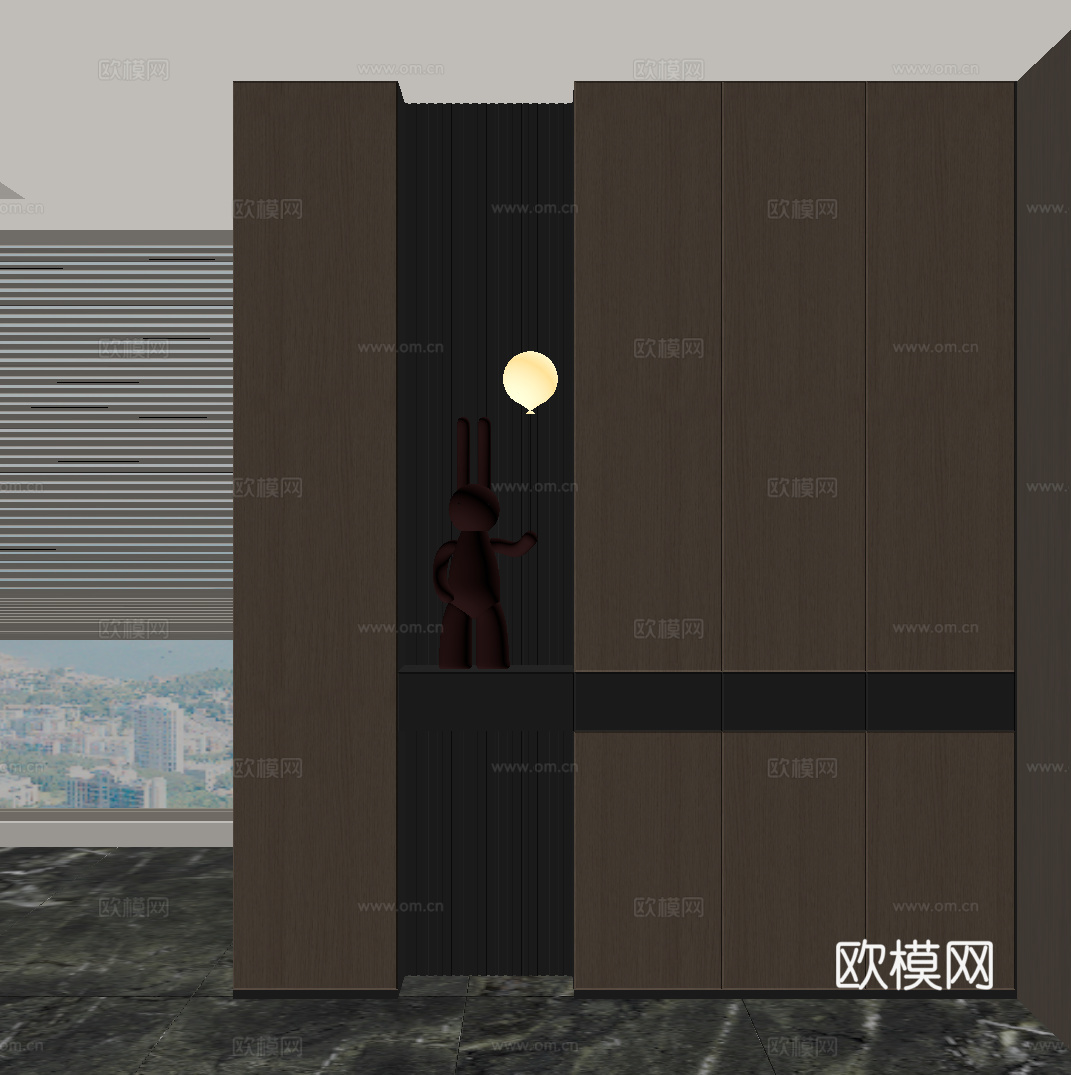 现代意式玄关柜 鞋柜su模型