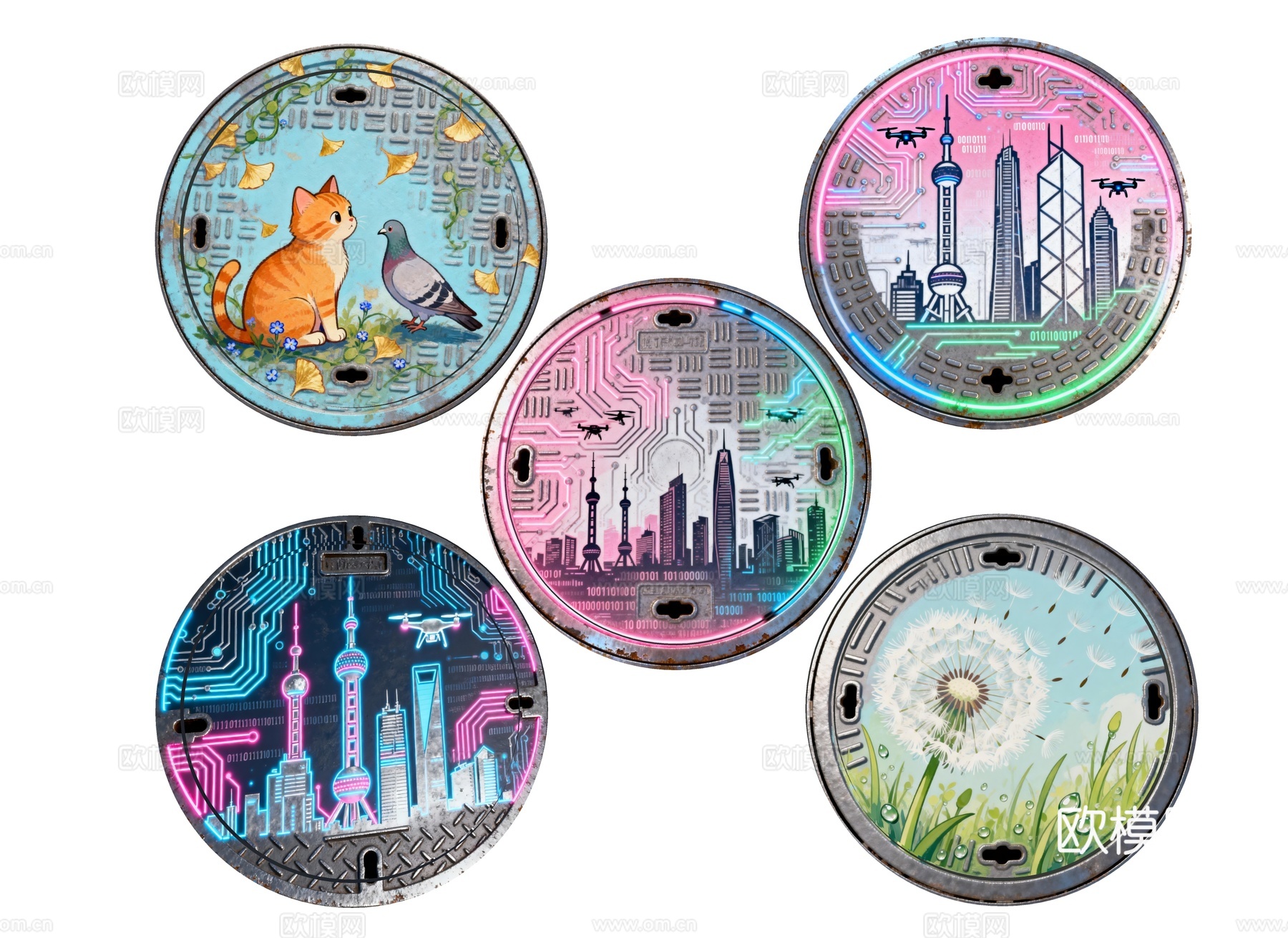 井盖 雨水篦子 检查井 排水井盖 排水沟盖板 市政井盖 雨水su模型