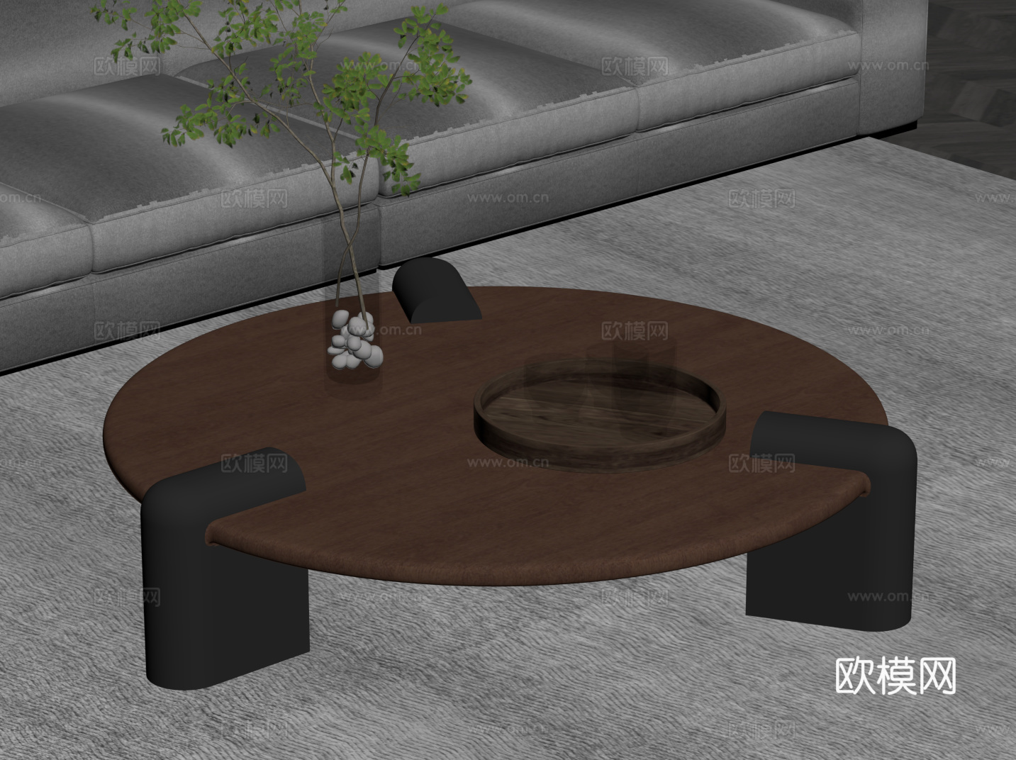 现代中古茶几 实木茶几su模型