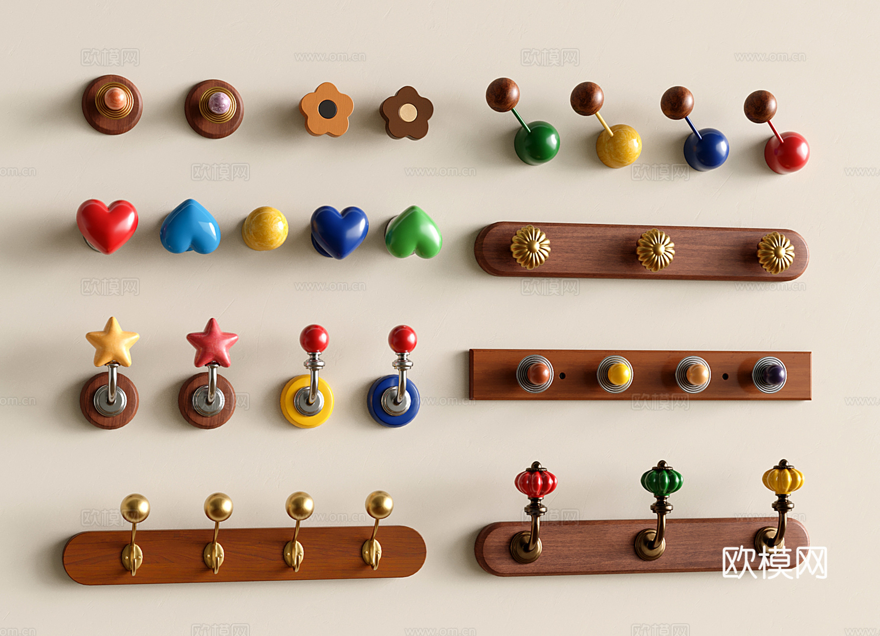 包豪斯挂钩 中古复古挂衣钩 多巴胺挂衣架su模型