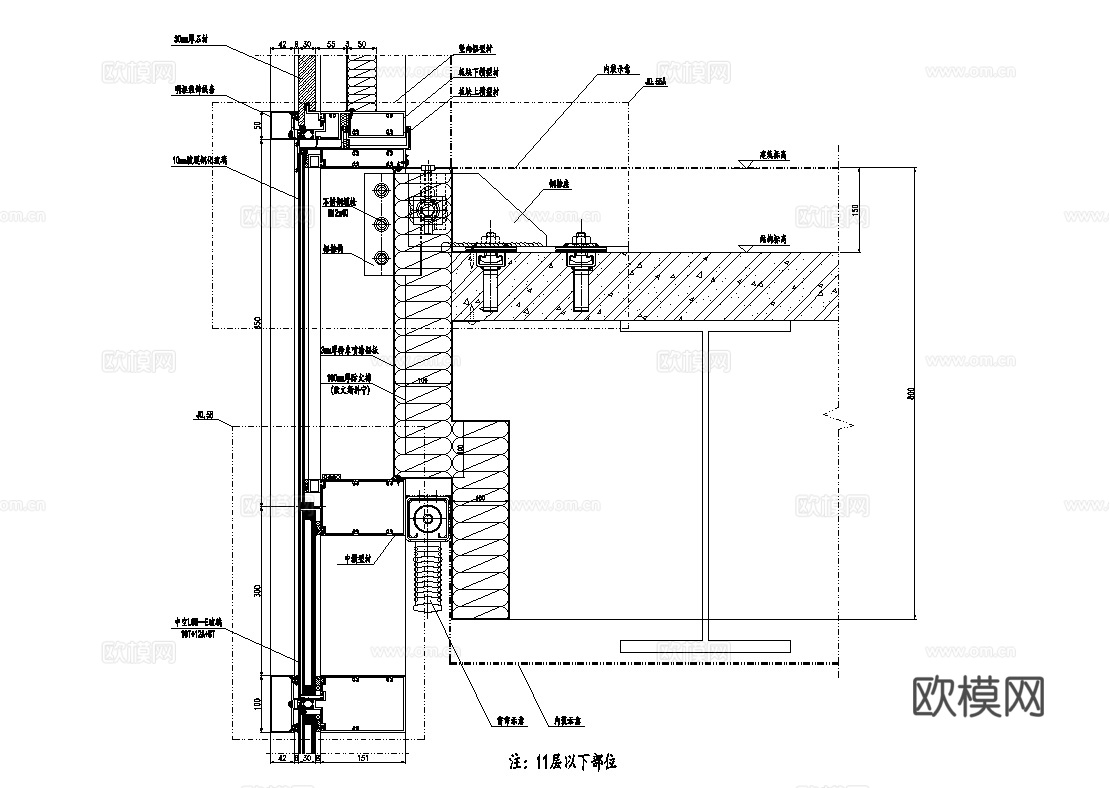100套玻璃幕墙节点详图cad施工图