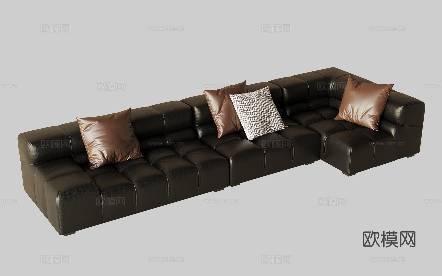 现代意式多人沙发 皮质沙发su模型