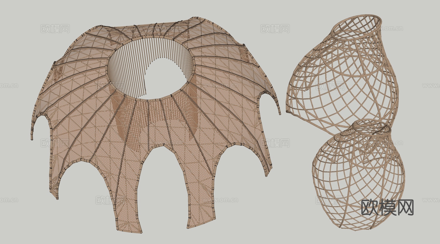 现代景观构筑物 景观构架 景观廊架 景观装置su模型