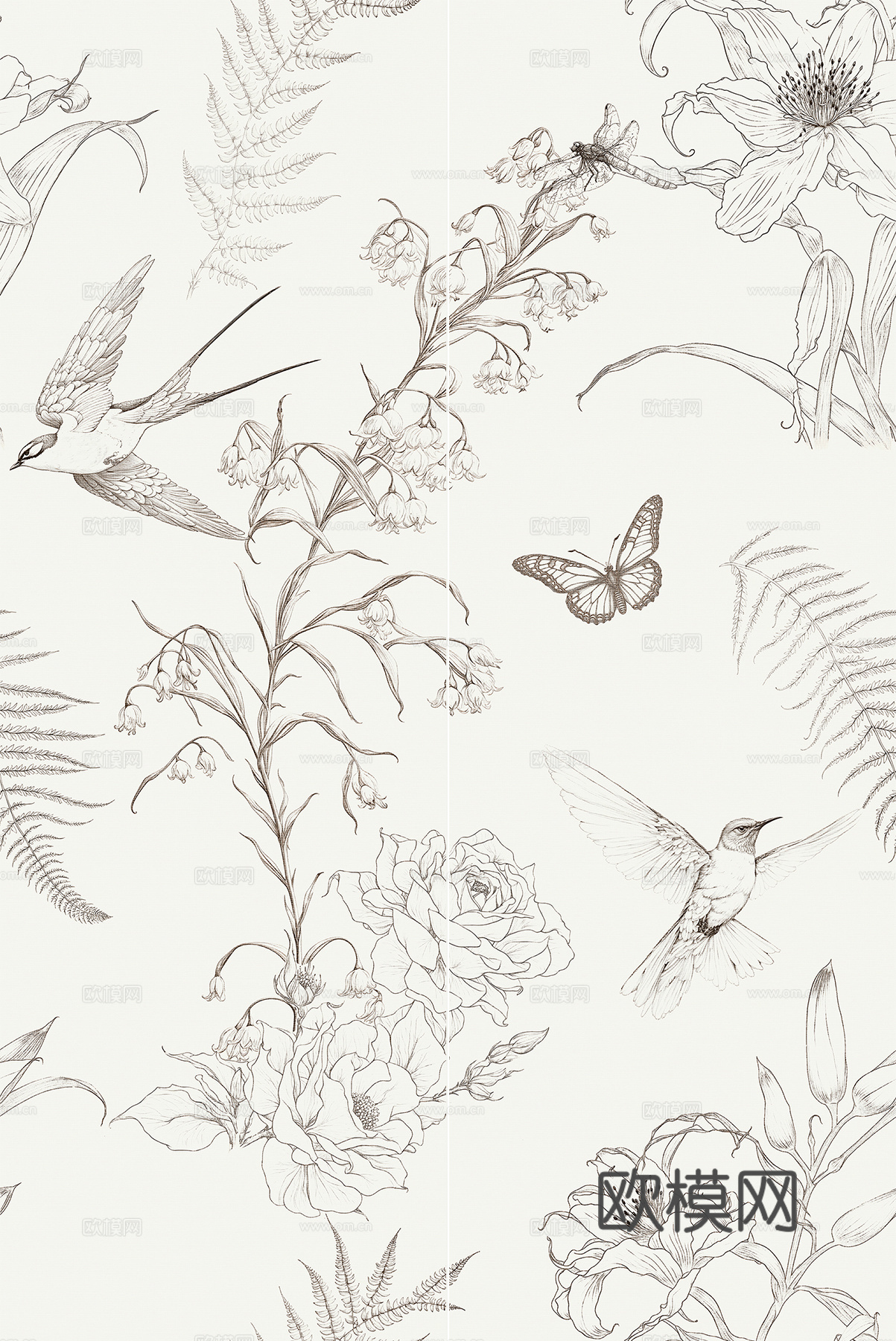 无缝轻法式燕子花砖