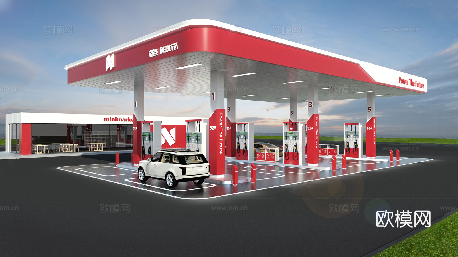 现代加油站 小公建 加油站su模型