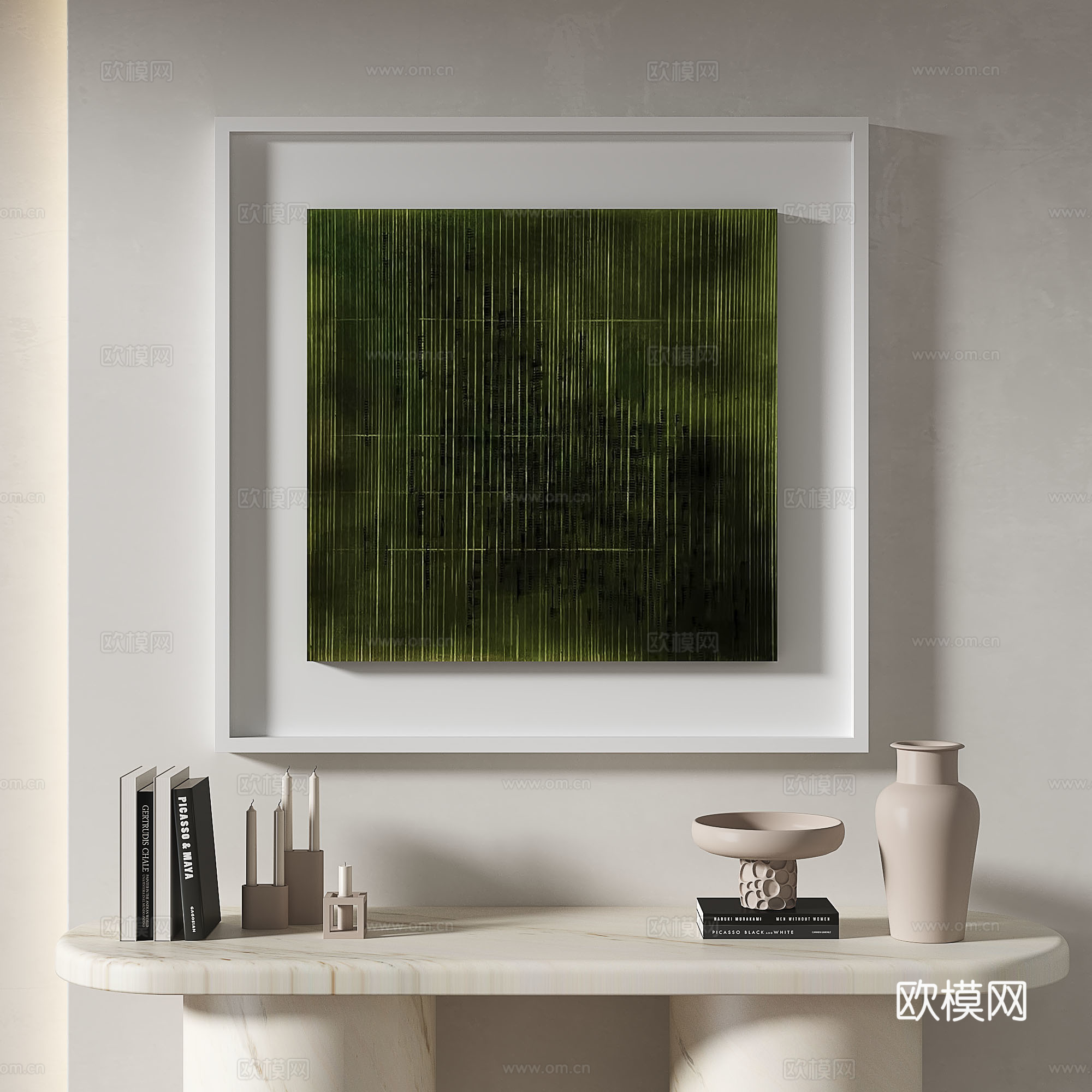 现代，简约，抽象，奶油风，玄关，挂画免费3d模型