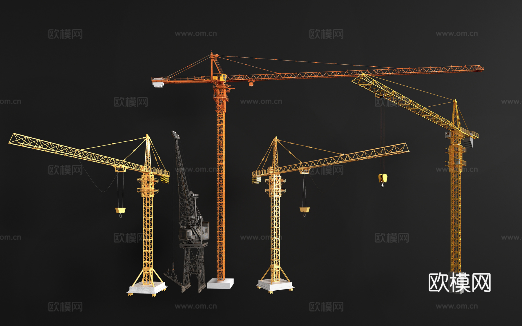 现代塔吊 起重机 工程机械su模型