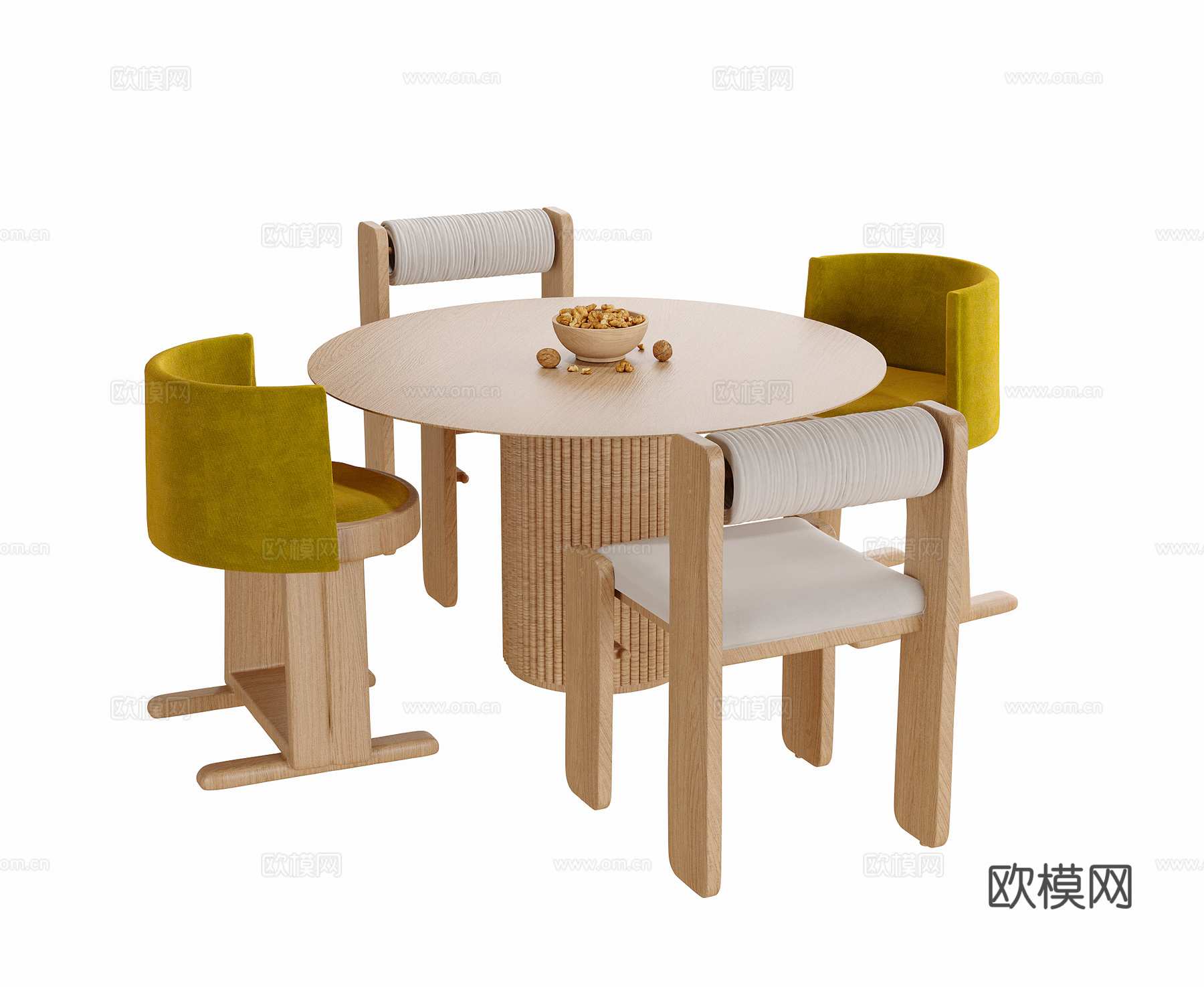 现代餐桌椅 圆形餐桌 餐桌su模型