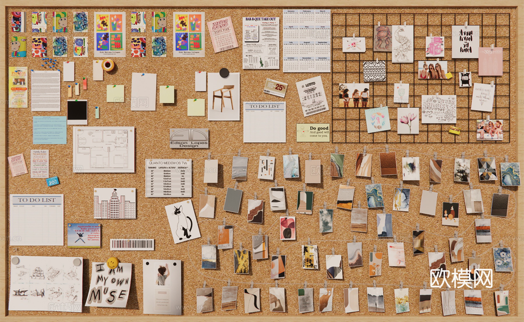 现代置物架照片墙su模型