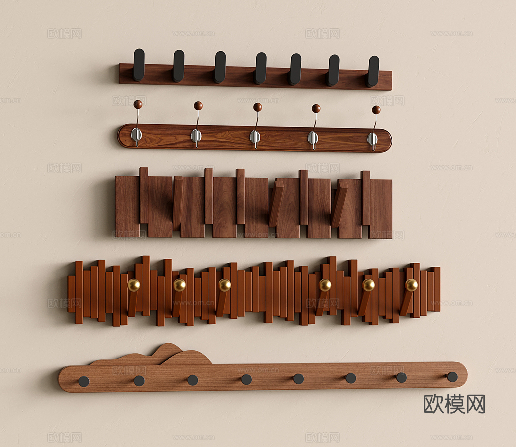 中古风挂钩 侘寂挂衣钩su模型