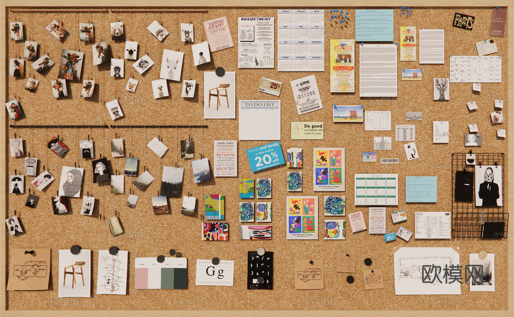 现代置物架照片墙su模型