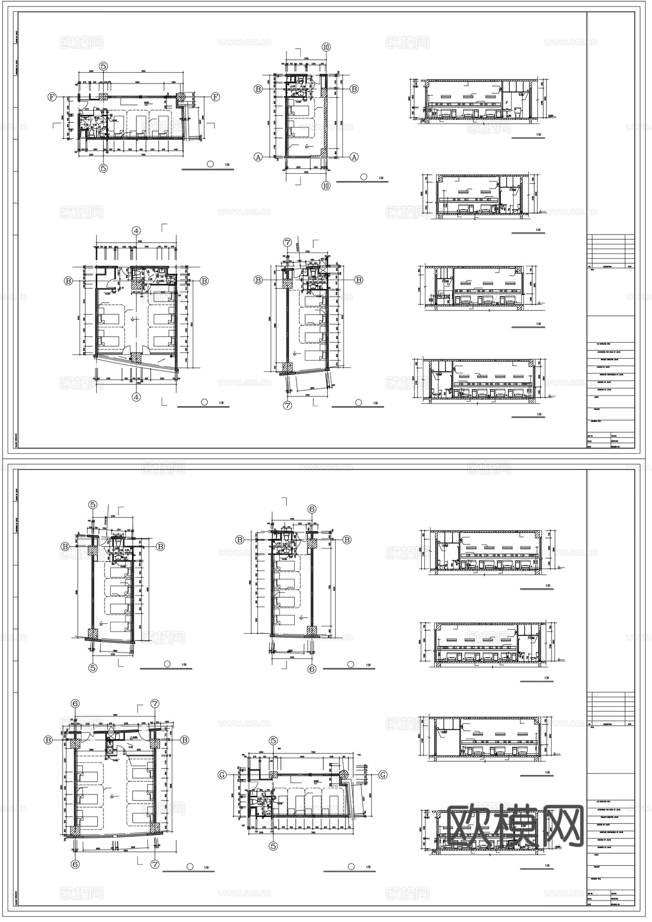 病房平面立面cad施工图