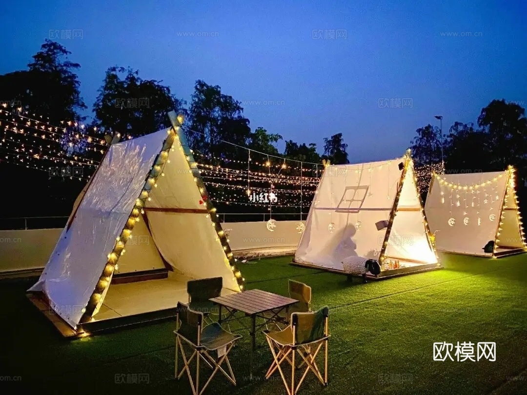 露营木平台CADcad施工图下载（渲染图8）