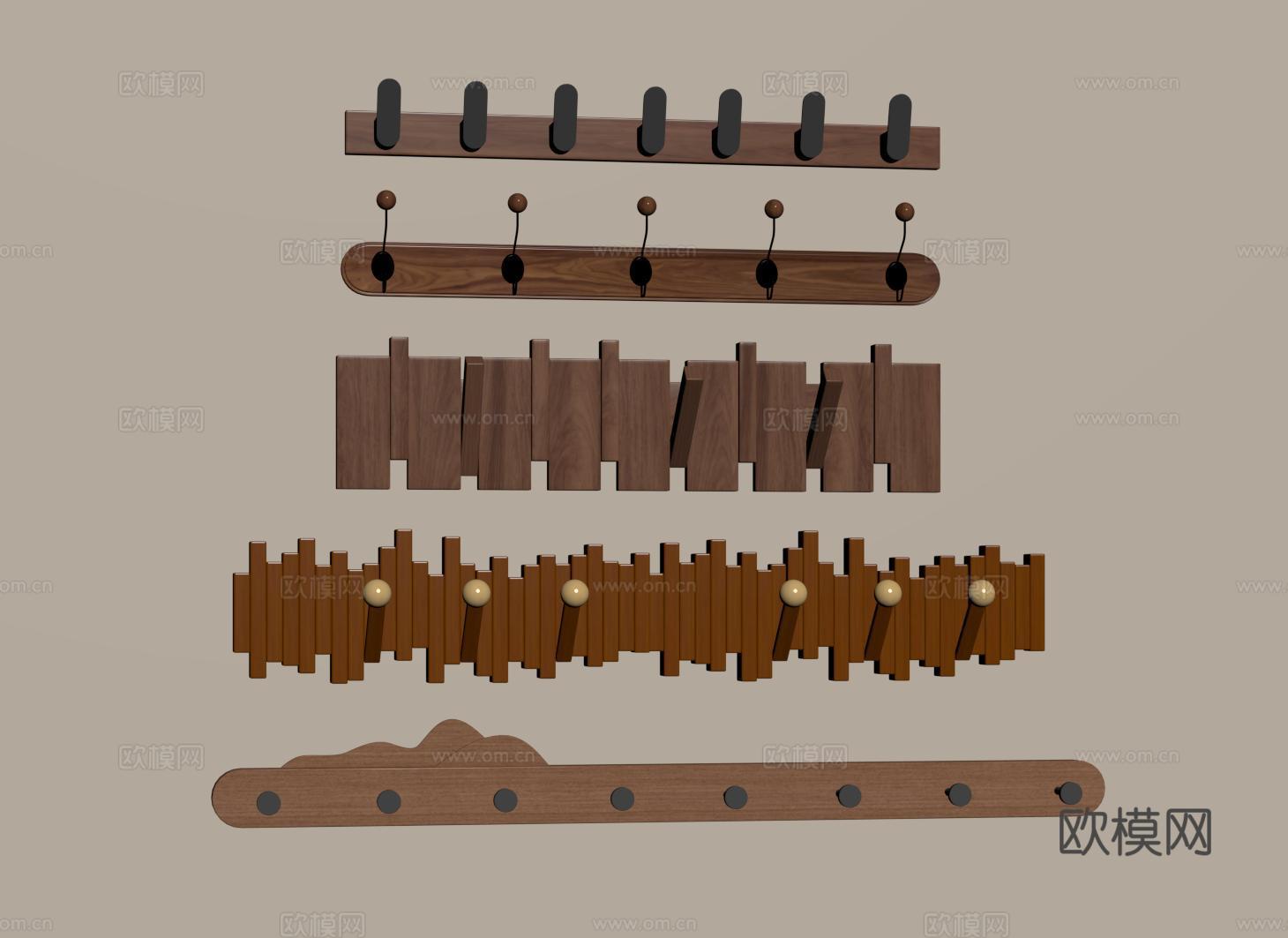 中古风挂钩 侘寂挂衣钩su模型