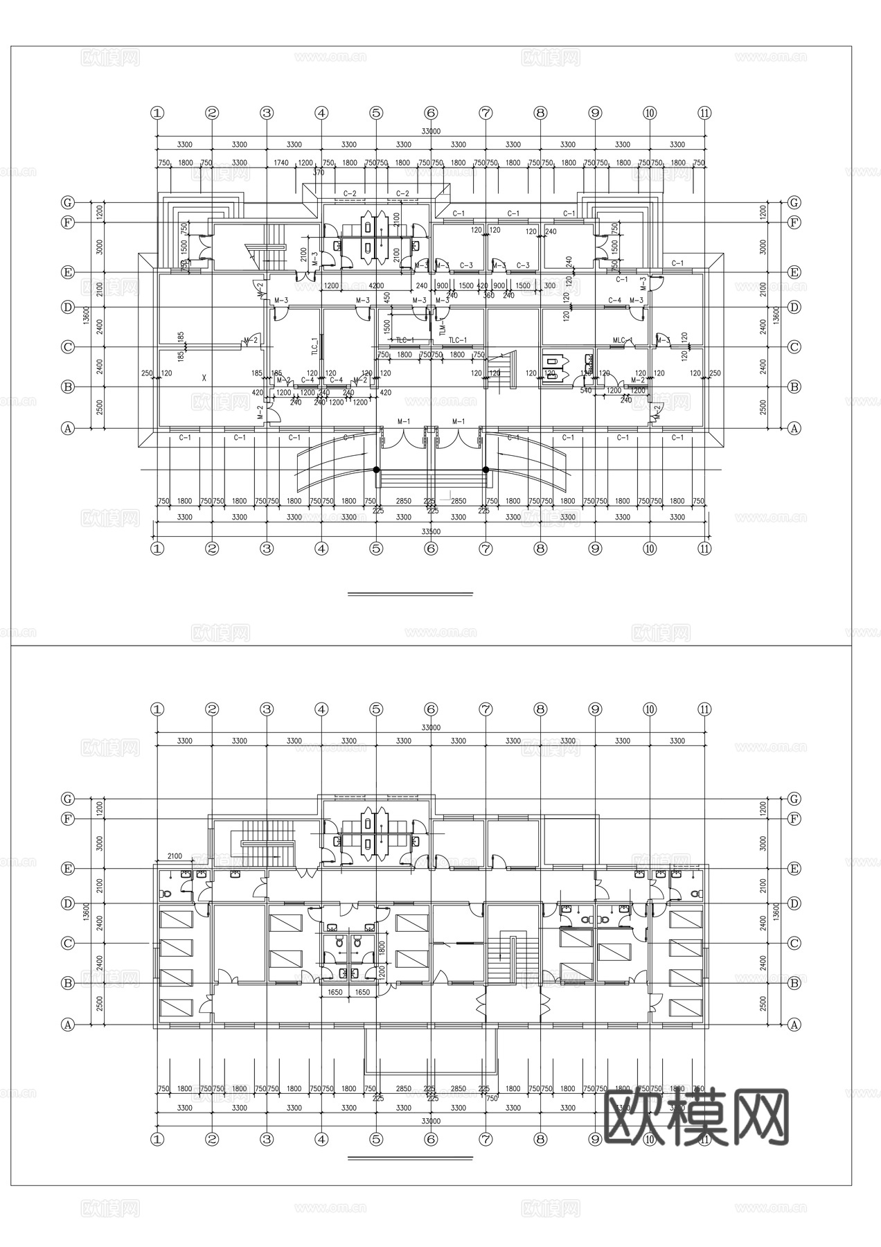 某医院一二层平面图cad施工图