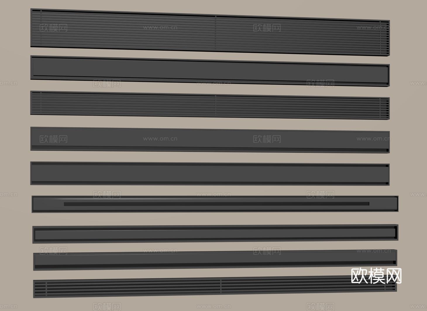 现代条形地漏 不锈钢地漏 防臭排水口 金属地漏 卫生间地漏su模型