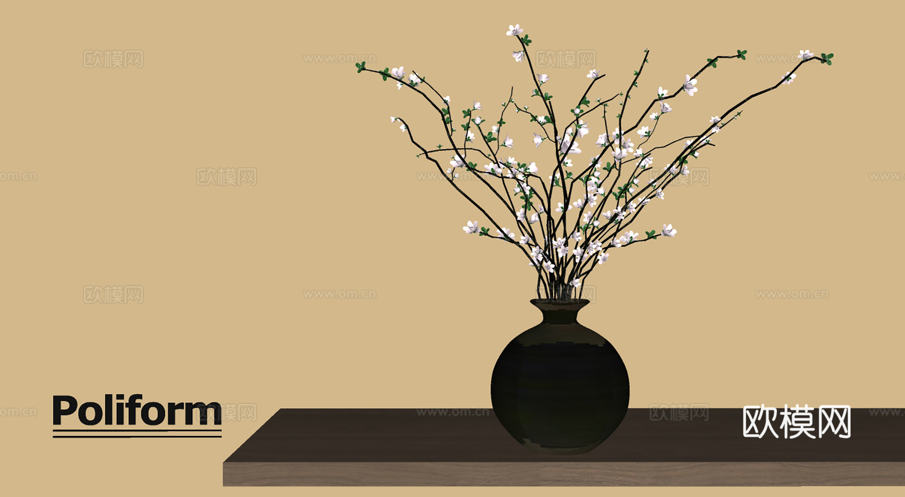 新中式花瓶盆栽su模型