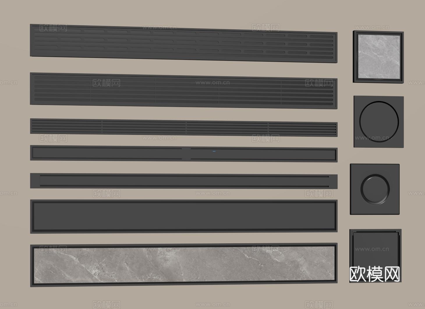 现代不锈钢地漏 防臭排水口 金属地漏 卫生间地漏su模型