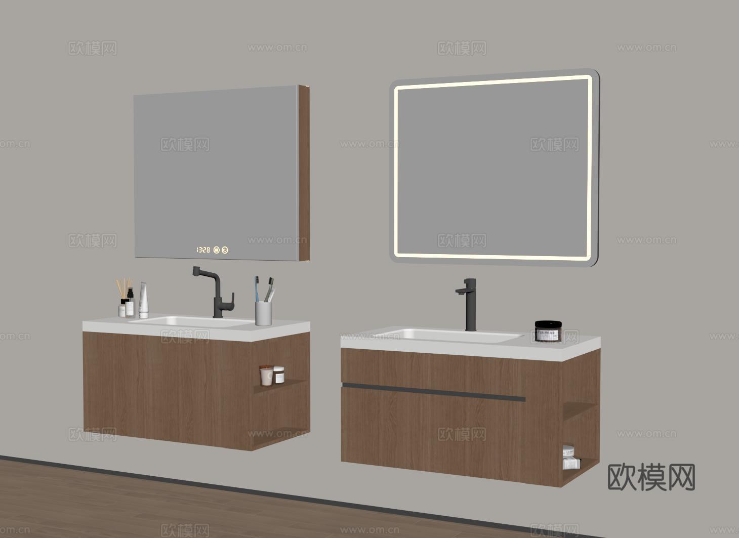 现代悬空浴室柜 洗手台 卫浴柜 洗手池su模型