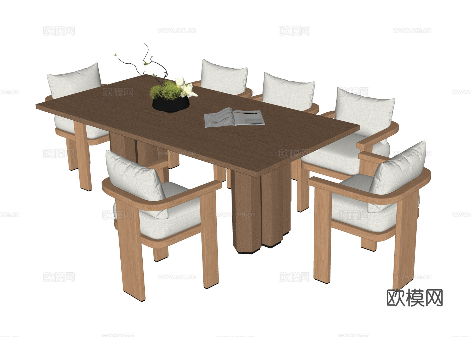 现代餐桌椅 餐椅 餐桌su模型