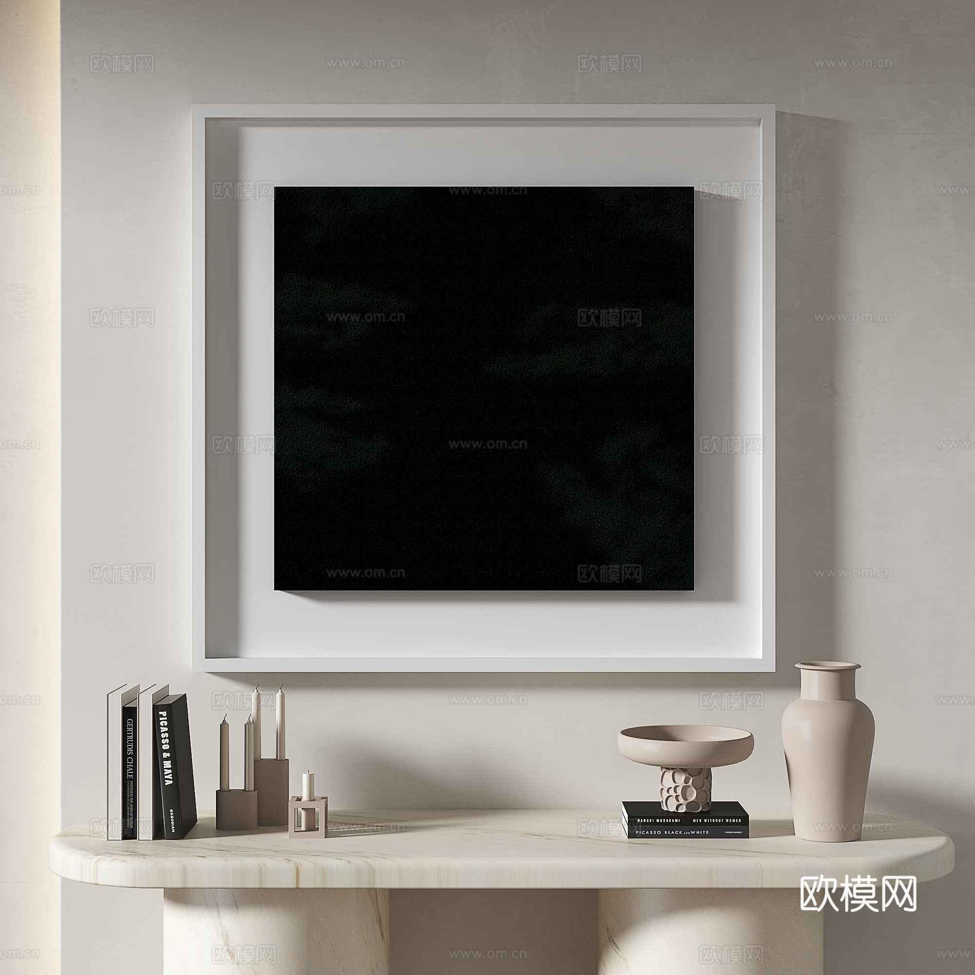 现代，简约，抽象，奶油风，玄关，挂画免费3d模型