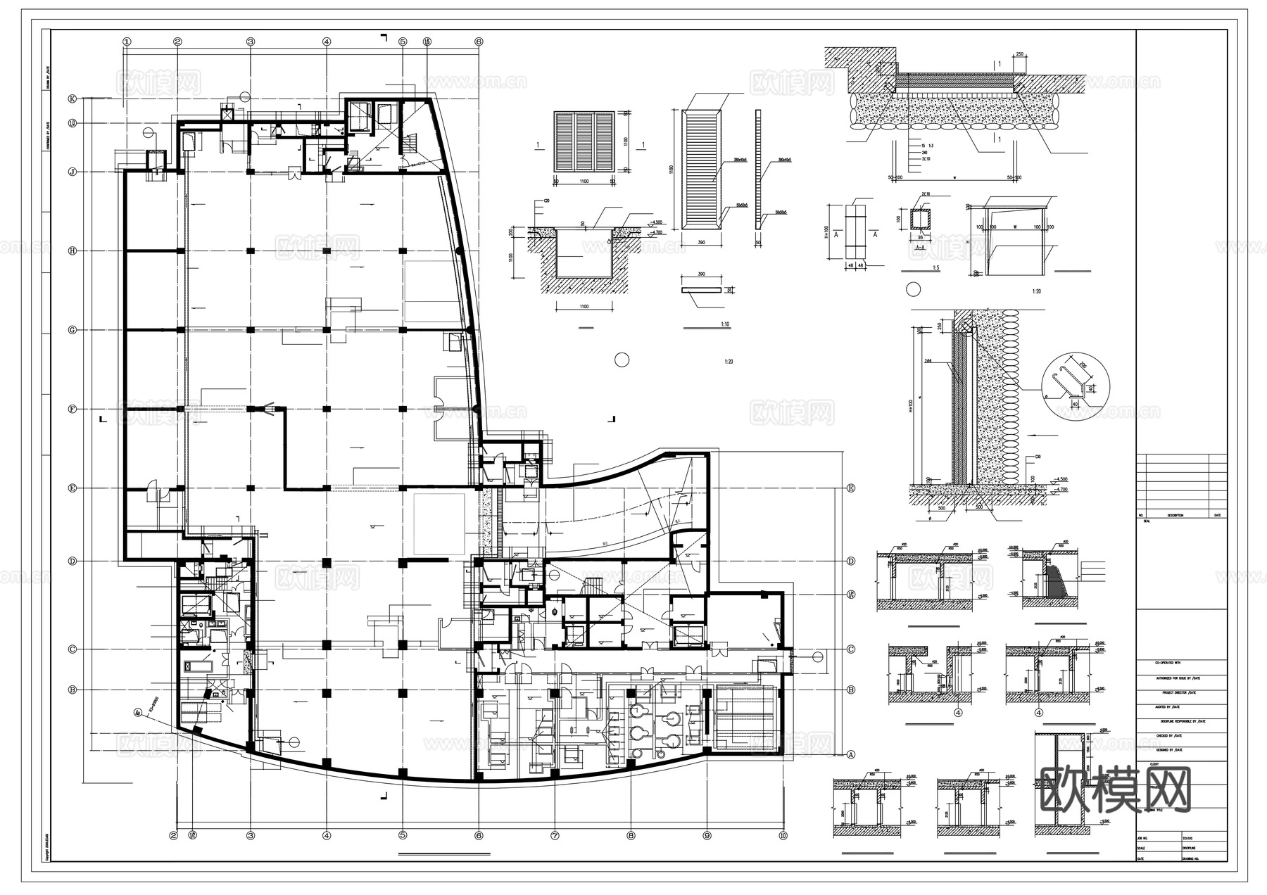 地下一层平面cad施工图