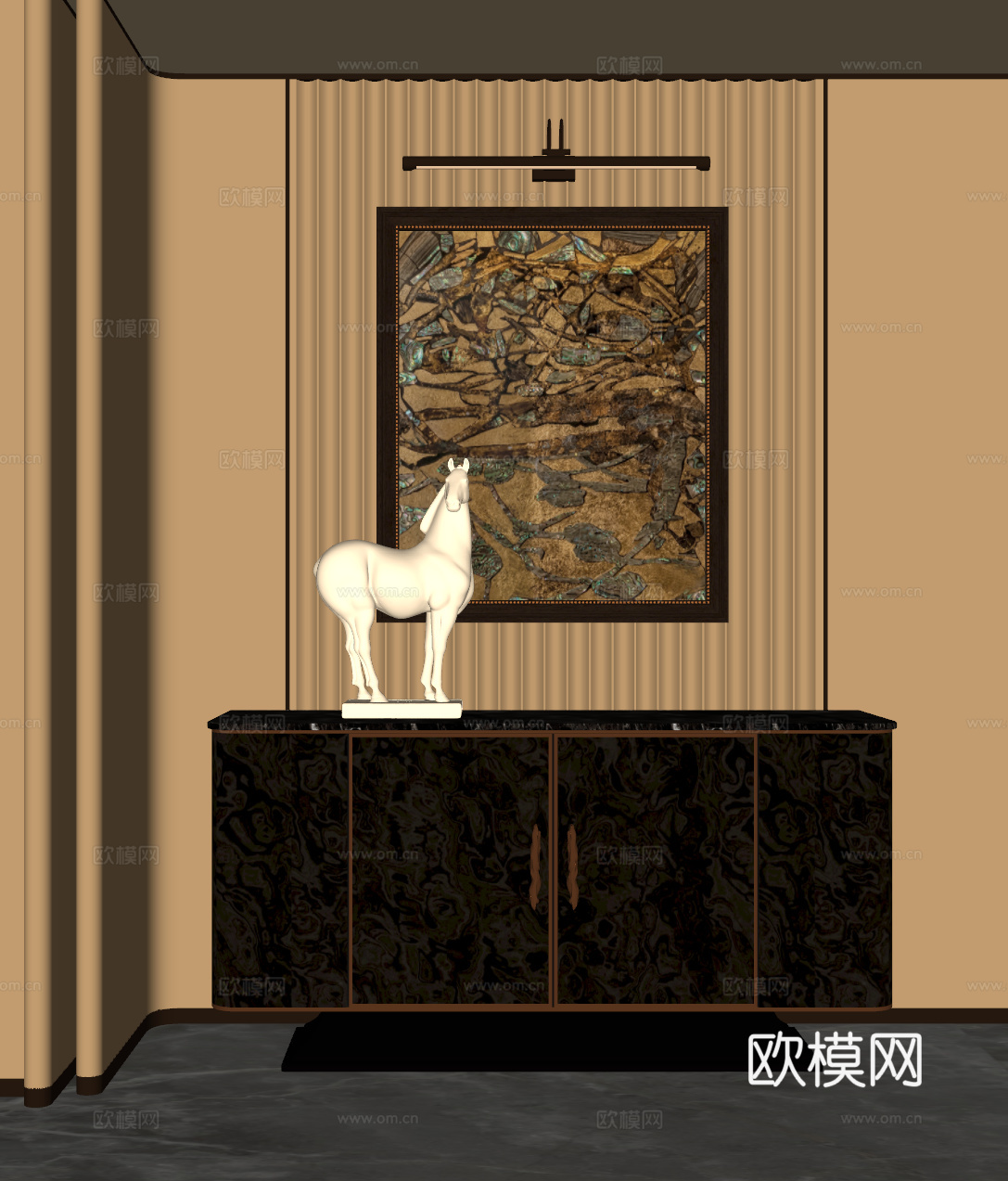 意式轻奢玄关su模型