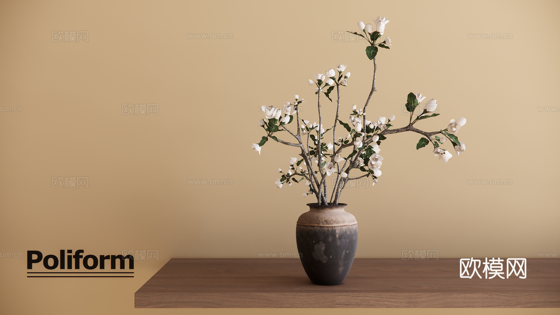 新中式花瓶盆栽su模型