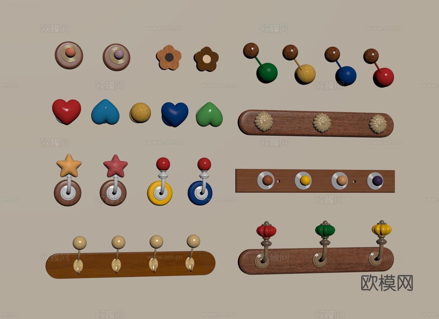 包豪斯挂钩 中古复古挂衣钩 多巴胺挂衣架su模型