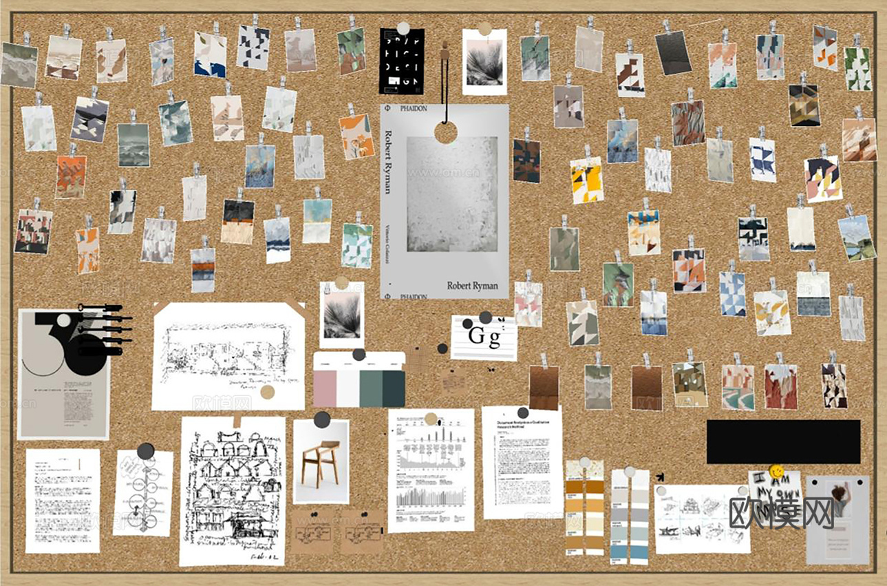 现代置物架照片墙su模型