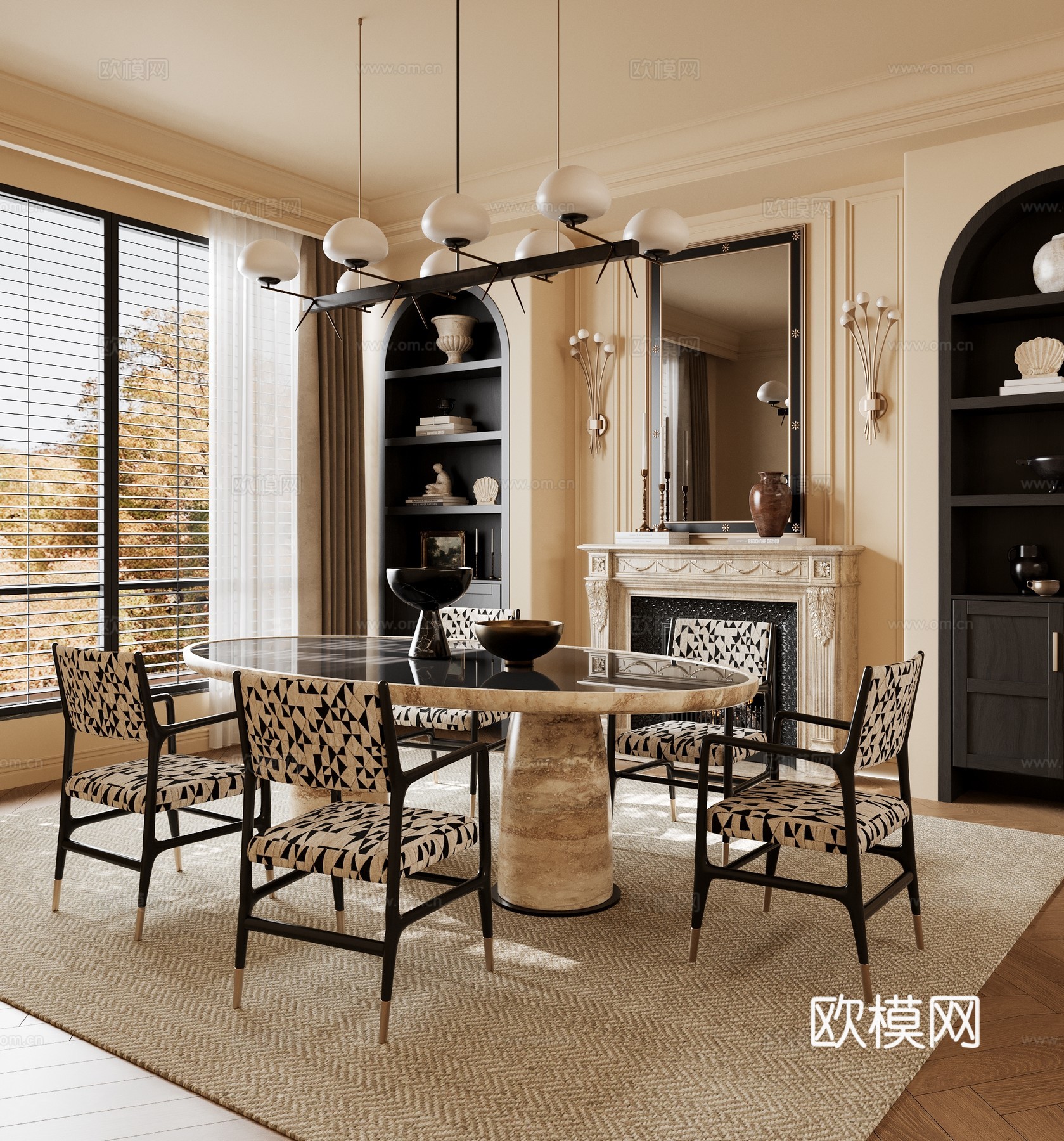 美式复古餐厅su模型