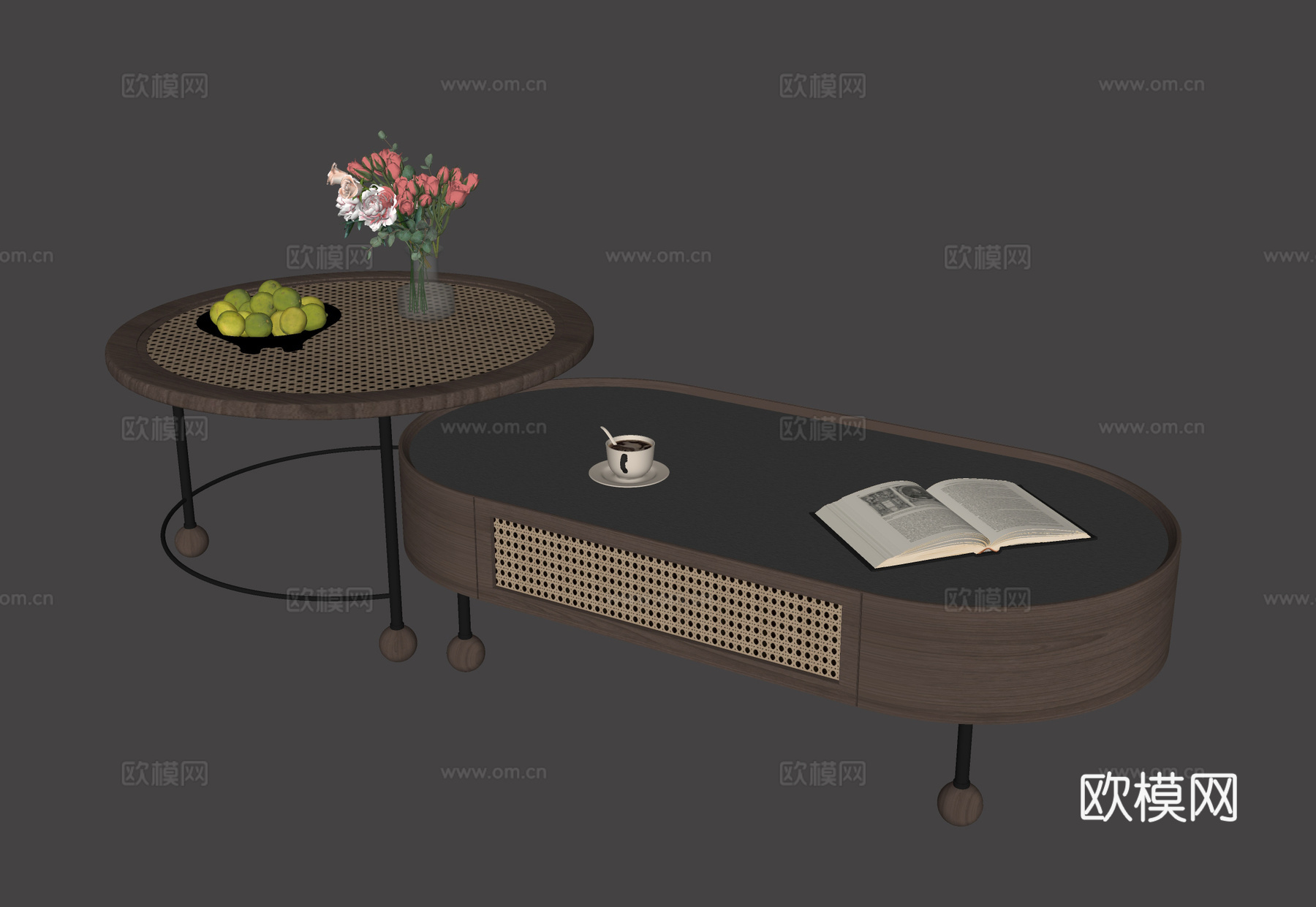 侘寂风茶几su模型